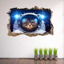 Galaxy Cat Astronaut Space Wall Decal Sticker Mural Poster Print Art Kids Bedroom Home Decor Bd27 - thumbnail 2