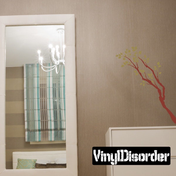 Floral Tree Branch Wall Decal - Fabric Vinyl Removable & Reusable Floralbranchuscolor008Et