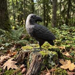 Hand Carved Black Raven Wooden Crow Figurine Rustic Bird Sculpture Gothic Home Decor Unique Wood Anniversary Gift For Nature Lover - thumbnail 4