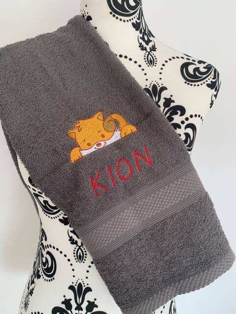 Kitten Cat Towel - Personalised Face Cloth/Hand Bath = Embroidered - image 1