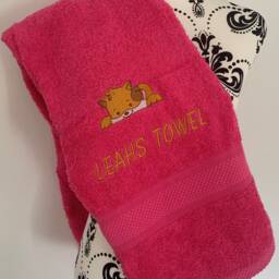 Kitten Cat Towel - Personalised Face Cloth/Hand Bath = Embroidered - thumbnail 2