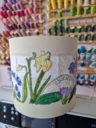 Finished Spring Flower Lampshade Raw Edge Applique Free Motion Embroidery