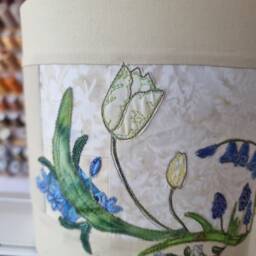 Finished Spring Flower Lampshade Raw Edge Applique Free Motion Embroidery - thumbnail 4