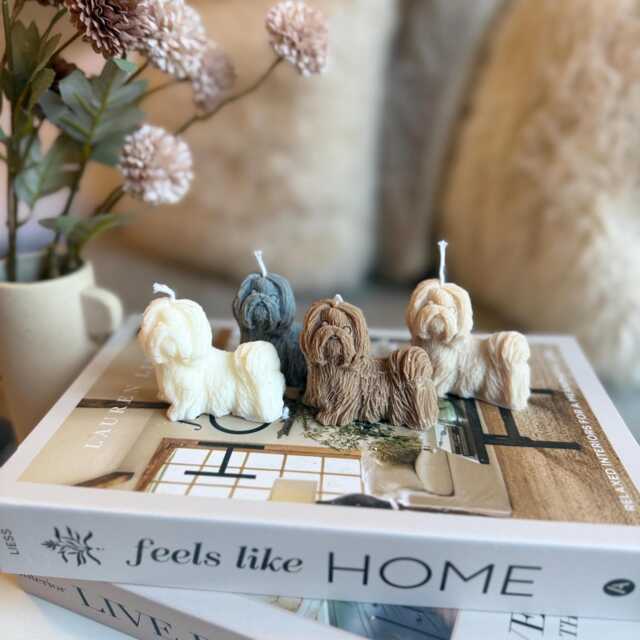 Shih Tzu Candle Sculpture - Handmade Pet Decor Dog Lover Gift - image 1
