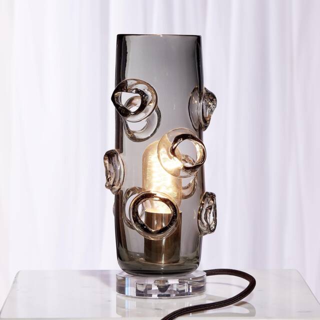 Industrial Table Lamp. Hand Blown Gray Desk Light. Handmade in Usa - image 1