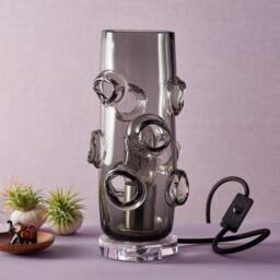 Industrial Table Lamp. Hand Blown Gray Desk Light. Handmade in Usa - thumbnail 3