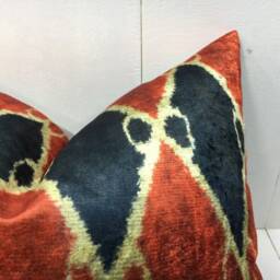 Velvet Pillow Cover 20x20 Handwoven Silk Cushion Ikat Decorative Pilow Modern Accent Pillows Home Decor Living - thumbnail 2