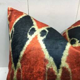 Velvet Pillow Cover 20x20 Handwoven Silk Cushion Ikat Decorative Pilow Modern Accent Pillows Home Decor Living - thumbnail 3
