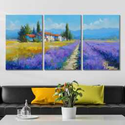 Lavender Field Canvas Wall Art French Country Farmhouse 3-Panel Split - thumbnail 2