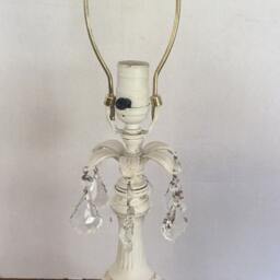 Shabby Chic Vintage Style Table Lamp With Crystals, Cream Or Pink Ruffle Shade, Perfect For Night Stands, Girls Room Any Finish - thumbnail 2