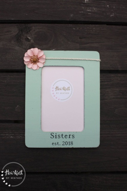 Custom Sister Picture Frame - Hand-Painted Wood With Flower - 4x6 - image 1
