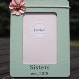 Custom Sister Picture Frame - Hand-Painted Wood With Flower - 4x6 - thumbnail 2