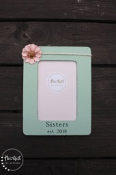 Custom Sister Picture Frame - Hand-Painted Wood With Flower - 4x6 - thumbnail 1