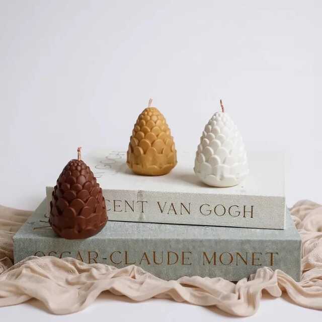 Set Of 3 Christmas Candle, Pine Cone Candles, Christmas Decorative Candle, Christmas Candles, Chritmas Gift Idea, Christmas Table Decoration - image 1