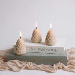 Set Of 3 Christmas Candle, Pine Cone Candles, Christmas Decorative Candle, Christmas Candles, Chritmas Gift Idea, Christmas Table Decoration - thumbnail 2