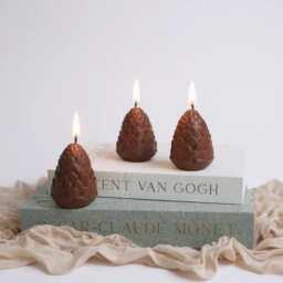 Set Of 3 Christmas Candle, Pine Cone Candles, Christmas Decorative Candle, Christmas Candles, Chritmas Gift Idea, Christmas Table Decoration - thumbnail 3