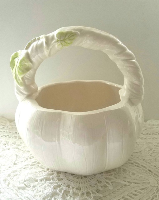 Pumpkin White Candy Bowl/Planter Gift/storage Ceramic/Fall Gift Home Decor/Ready To Ship Just 1 Left