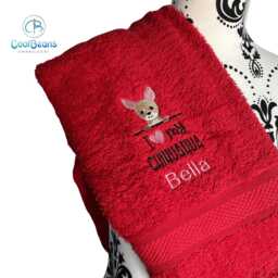 Chihuahua Dog Towel - Personalised Face Cloth/Hand Bath Embroidered - thumbnail 4