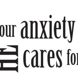 "Vinyl Wall Decal - 1 Peter 57 ""Cast All Your Anxiety On Him Because He Cares For You." - thumbnail 2