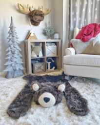 Brown Bear Rug in Faux Fur For Woodland Nursery Decor - thumbnail 1
