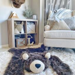 Brown Bear Rug in Faux Fur For Woodland Nursery Decor - thumbnail 2