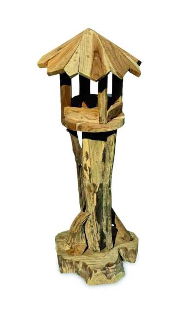 Mini Bali Driftwood Teak Bird Food Pecking Station 100cm - image 1