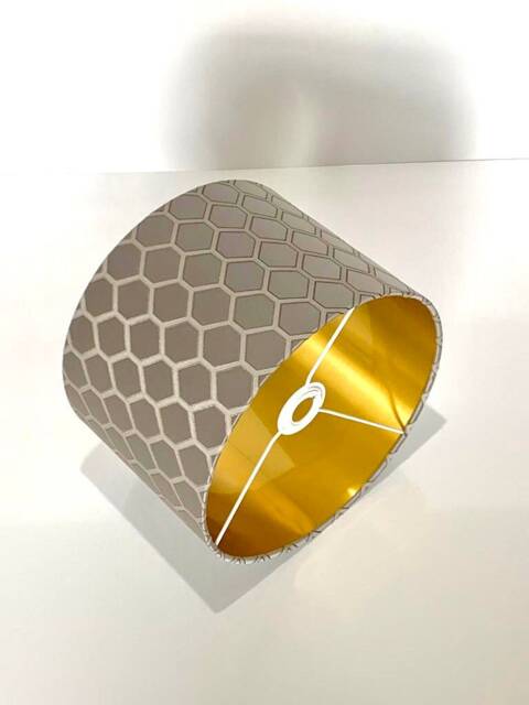 New Luxury High Quality Handmade Geometric Design With Gold Panel Lamp Pendant Shade Elephant Grey Colour - image 1