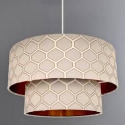 New Luxury High Quality Handmade Geometric Design With Gold Panel Lamp Pendant Shade Elephant Grey Colour - thumbnail 3
