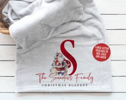 Personalised Family Blanket, Christmas Movie Fleece Eve Night, Snuggle Stocking Filler, Custom Throw - thumbnail 1