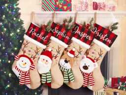 Personalized Embroidered Christmas Stocking 3D Stockings Family Holiday With Name, Santa, Elk, Snowman, Polar Deer - thumbnail 1