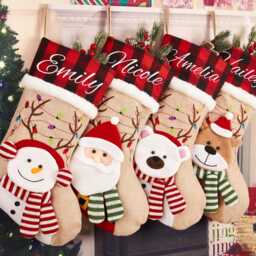 Personalized Embroidered Christmas Stocking 3D Stockings Family Holiday With Name, Santa, Elk, Snowman, Polar Deer - thumbnail 3