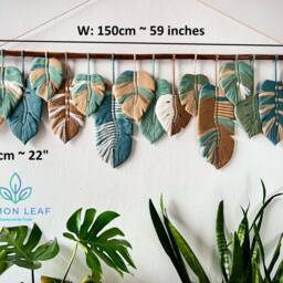 Large Monstera Leaf Macrame Wall Hanging Boho Art - thumbnail 3
