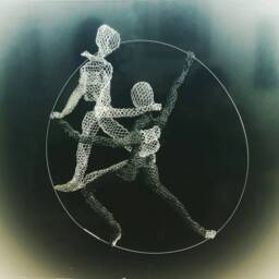 Climbing Figures Relationship Gift Dancer Art Metal Wall Wire Mesh Sculpture Hanging Rock Climber Sports Decor Housewarming - thumbnail 3