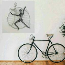 Climbing Figures Relationship Gift Dancer Art Metal Wall Wire Mesh Sculpture Hanging Rock Climber Sports Decor Housewarming - thumbnail 4