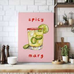 Spicy Margarita Cocktail Print, Kitchen Bar Drink Poster, Home Accessories, Mixology Recipe, Gift For Lover Wall Art Marg - thumbnail 2