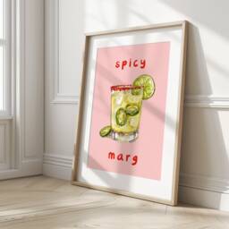 Spicy Margarita Cocktail Print, Kitchen Bar Drink Poster, Home Accessories, Mixology Recipe, Gift For Lover Wall Art Marg - thumbnail 3