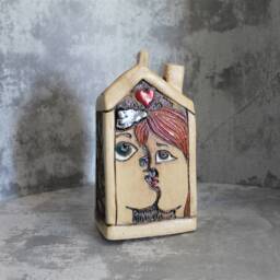 Ceramic Sculpture Of A Rustic House , House Jerusalem Art Object, Wedding Gift, Couple's Gift - thumbnail 3