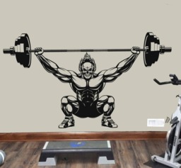 Muscle Skull Barbell Vinyl Wall Decal Home Gym Decor Se159 - thumbnail 1