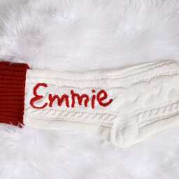 Hand-Embroidered Cable Knit Christmas Stocking Personalized Family Holiday Decor - thumbnail 4