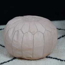 Handmade Natural Leather Moroccan Pouf Ottoman Footstool - Unstuffed - Unprefilled - thumbnail 3