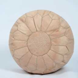 Handmade Natural Leather Moroccan Pouf Ottoman Footstool - Unstuffed - Unprefilled - thumbnail 2