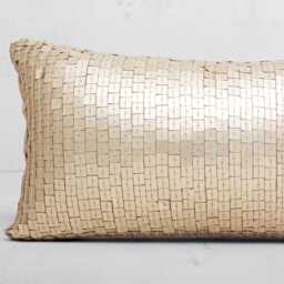 Light Gold Sequins Pillow Cover, Hand Embroidered Accent - Bmcc005 - thumbnail 3