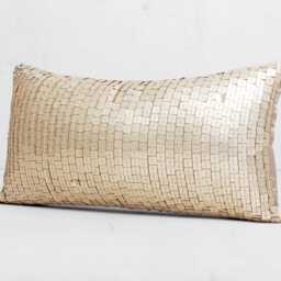 Light Gold Sequins Pillow Cover, Hand Embroidered Accent - Bmcc005 - thumbnail 4