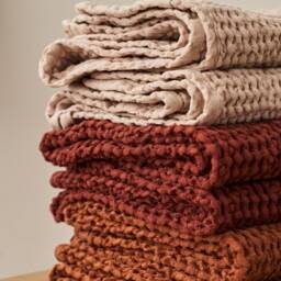 Set Of 2 Hazelnut Linen Waffle Hand Towels Soft Cotton-Linen Blend - thumbnail 2