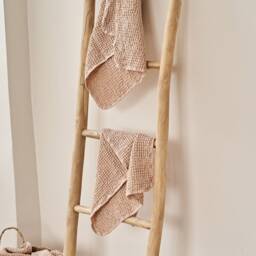 Set Of 2 Hazelnut Linen Waffle Hand Towels Soft Cotton-Linen Blend - thumbnail 3
