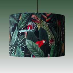 Tropical Jungle Palms & Birds Velvet Lampshade, Parrots, Toucan - thumbnail 2