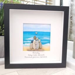Family Gift Beach Holiday Keepsake Framed Watercolour, Acrylic Pebble Picture Summer Personalised Memories Original Art - thumbnail 3