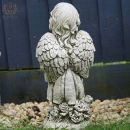 Standing Cherub Stone Statue - Outdoor Garden Ornament Lady Child Angel Decoration British Sculpture - thumbnail 3
