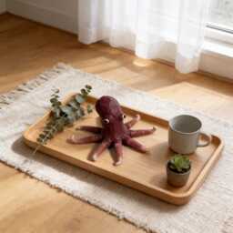 Whimsical Carved Wooden Octopus Figurine, Coastal Yarn Tentacle Sea Creature Decor, Quirky Nautical Desk Accessory, Ocean Lover Gift Idea - thumbnail 1