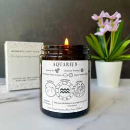 Aquarius Birthday Candle Custom Star Sign Gift - Soy Wax Scented - thumbnail 1